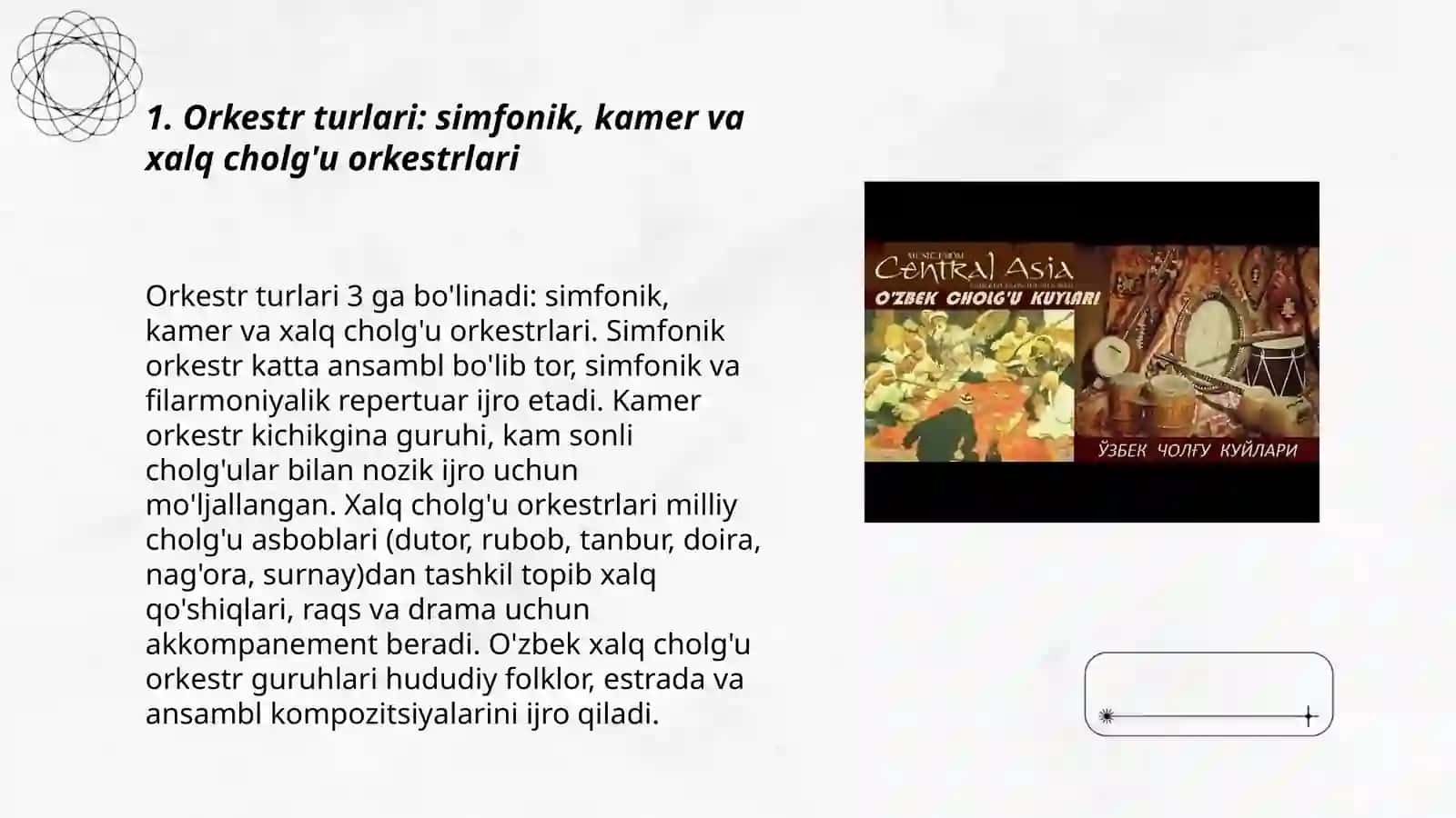 O'zbek xalq cholg'u orkestr guruhlari haqida 3