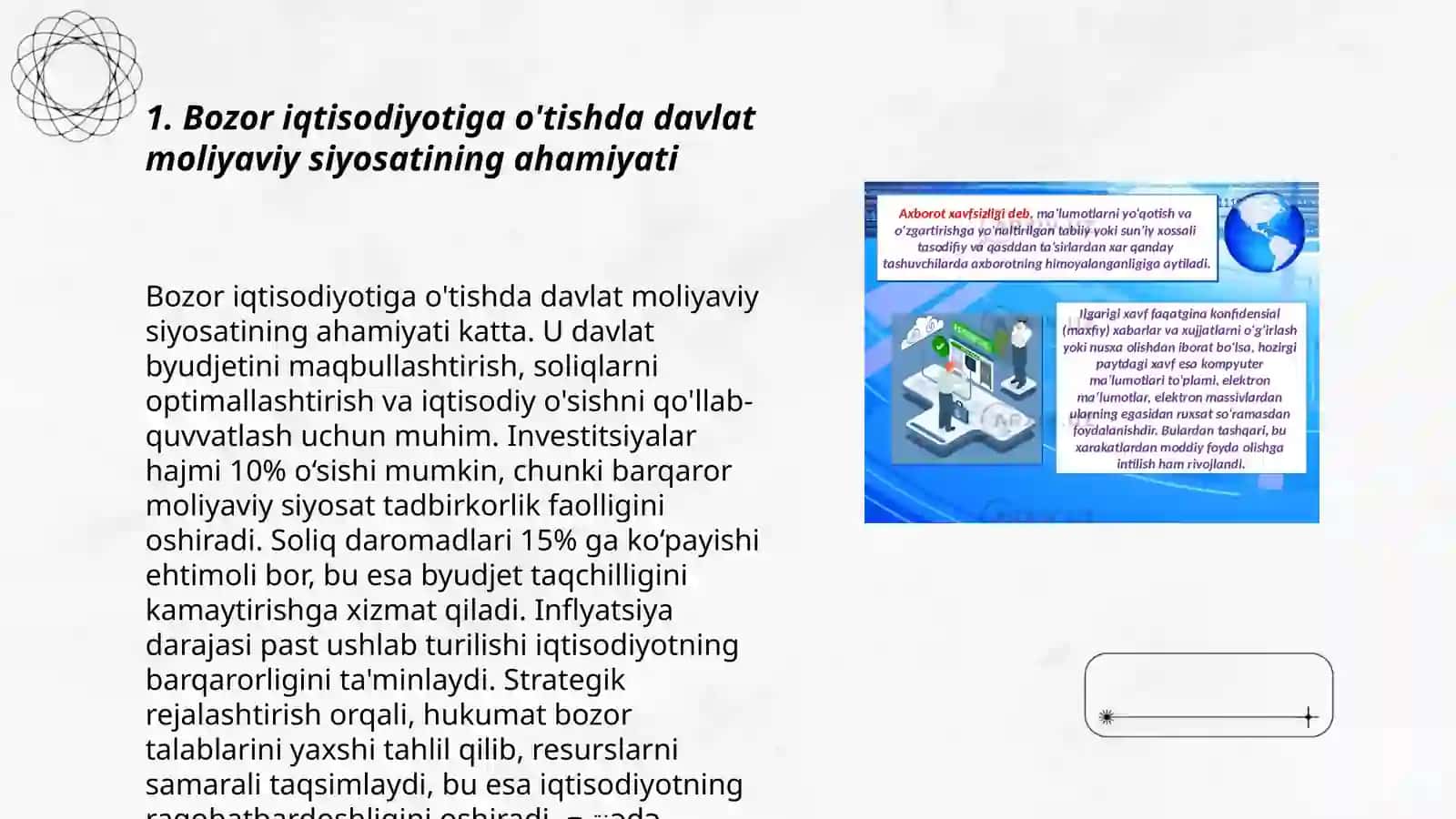 Bozor iqtisodiyotiga o'tishda davlatning moliyaviy siyosati, uning dastaklari va amalga oshirish vazifalari 3