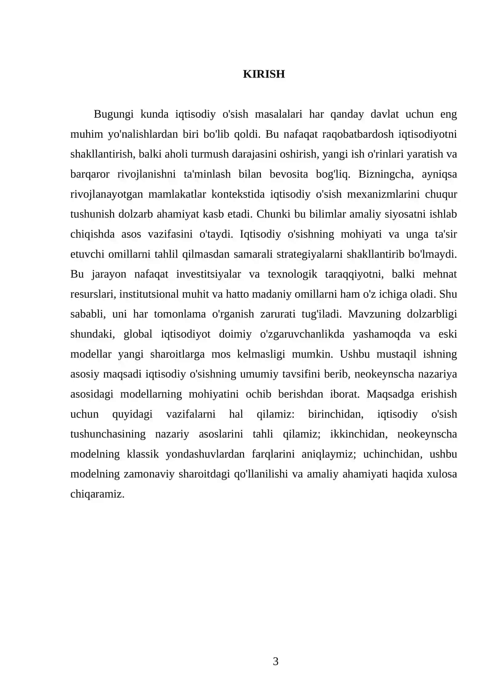 Iqtisodiy o’sishning umumiy tavsifi va neokeynscha modellari 3