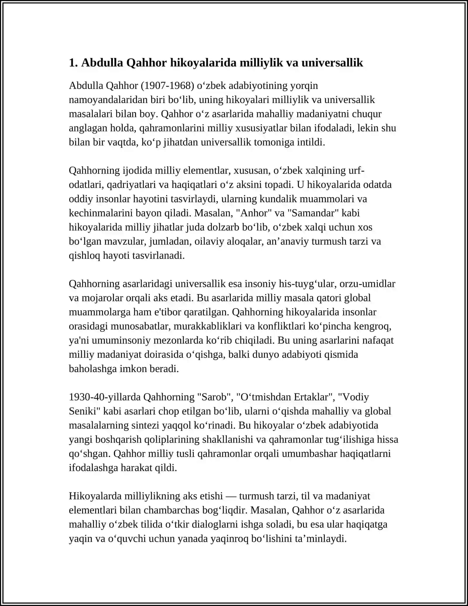 ABULLA QAHHORNING HIKOYANAVISLIK MAHORATI. (BIR HIKOYA TAHLILI MISOLIDA) 3