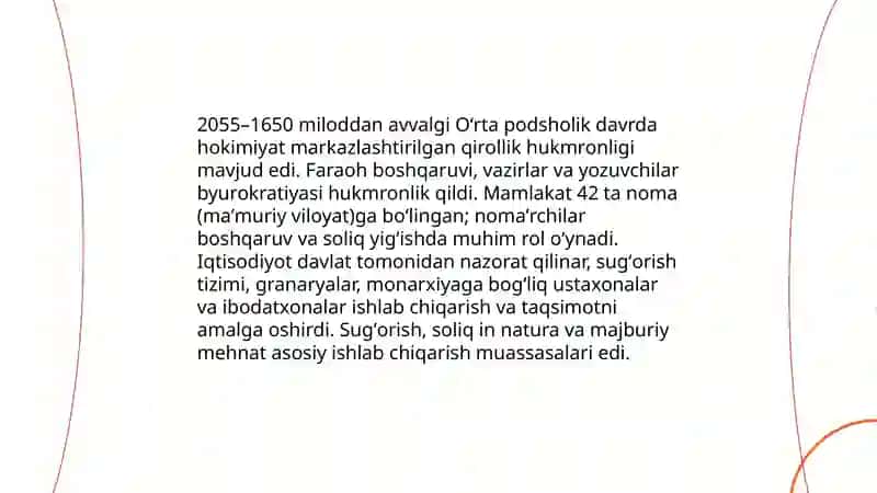 Oʻrta podsholik davrida Misr madaniyati va ishlab chiqarish 3