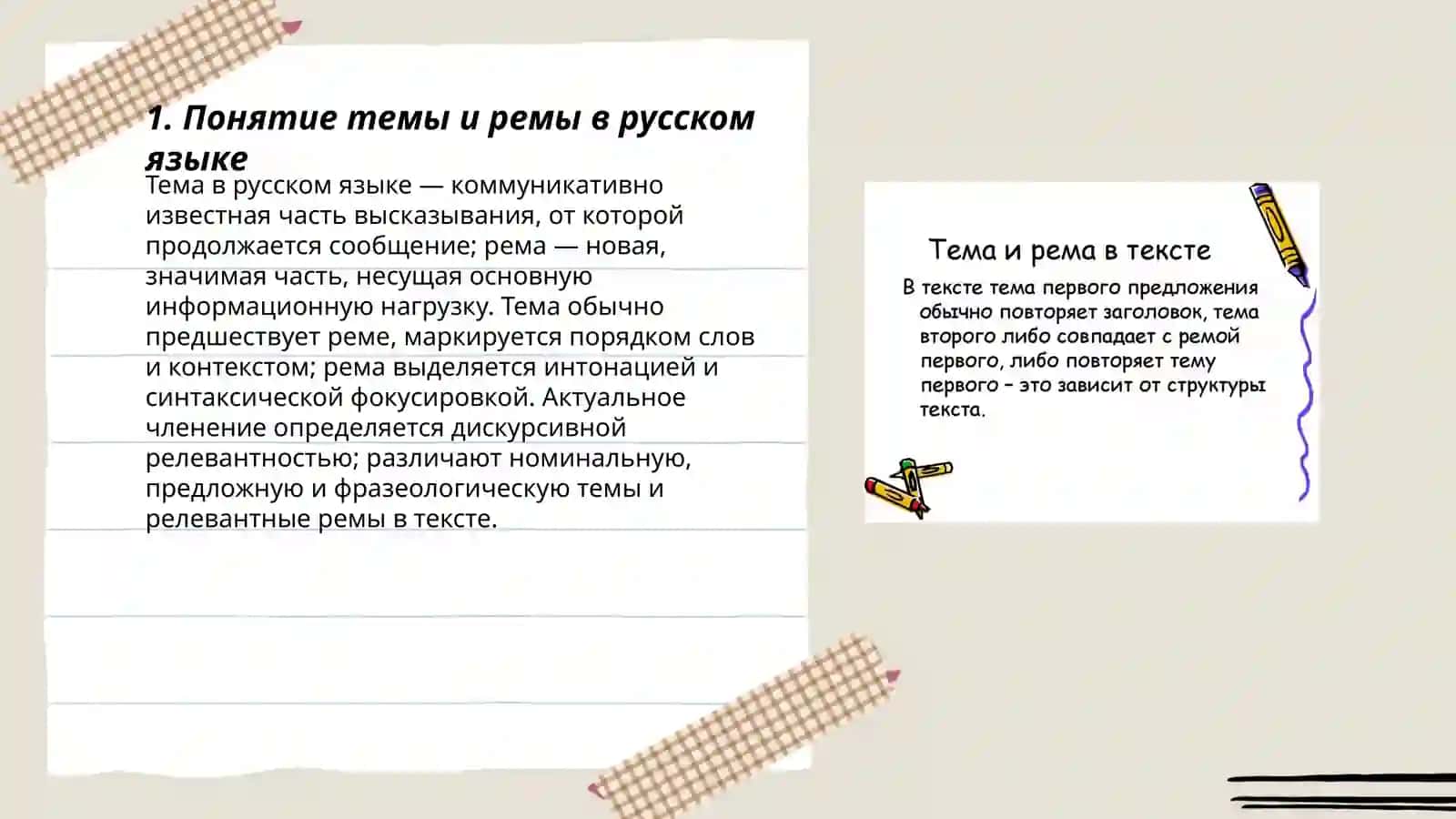 Актуальное чление: тема и рема в реальных текстах 3