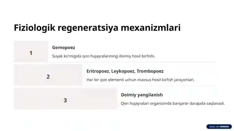Qon hujayralari regeneratsiyasi: Kirish 3