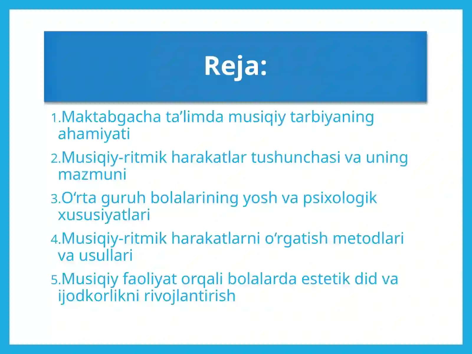 Bolalarni musiqiy-ritmik harakatlarga o‘rgatish (o‘rta guruh) 3