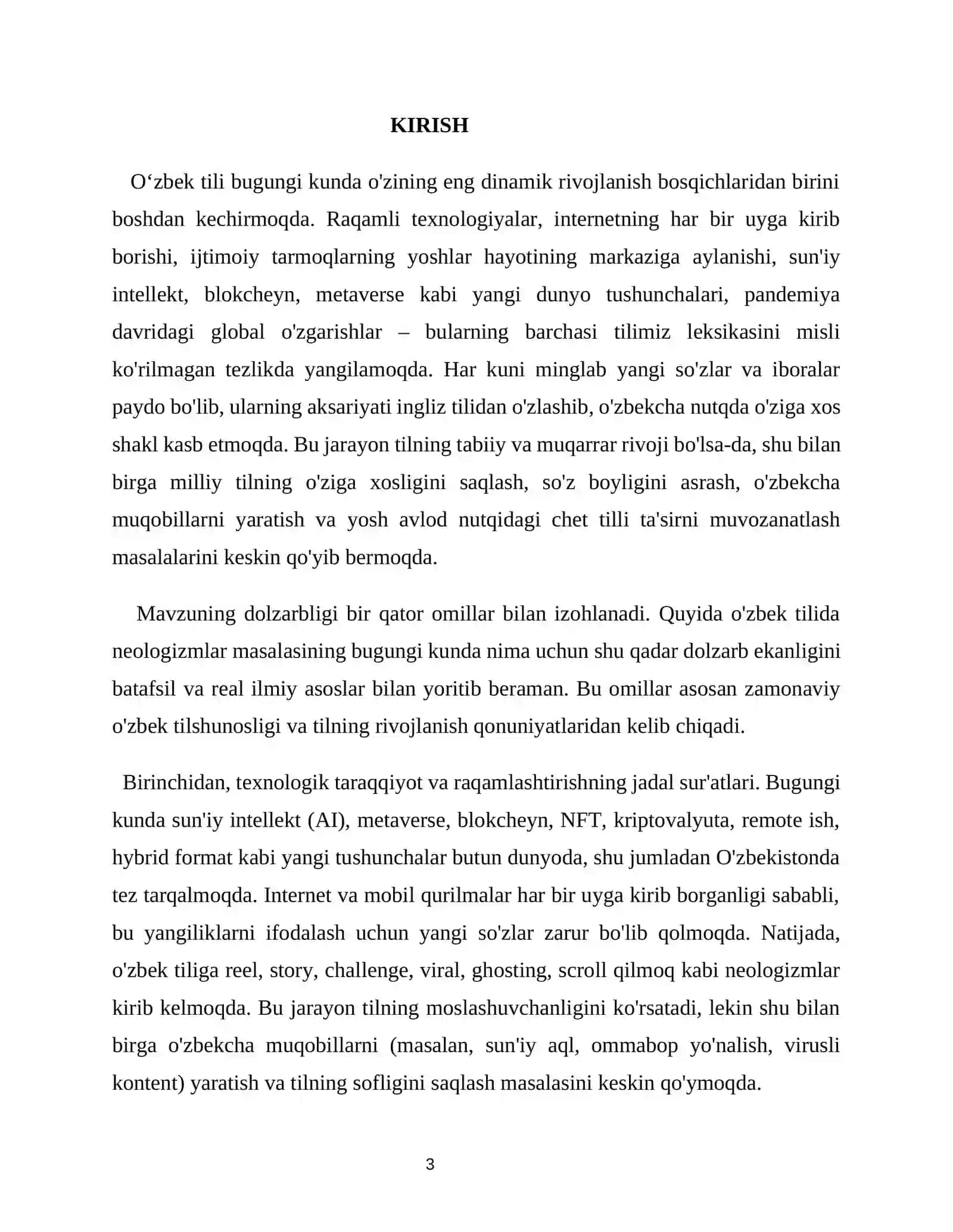 O‘zbek tilida neologizmlar: yaratilish mexanizmlari va tasnifi 3