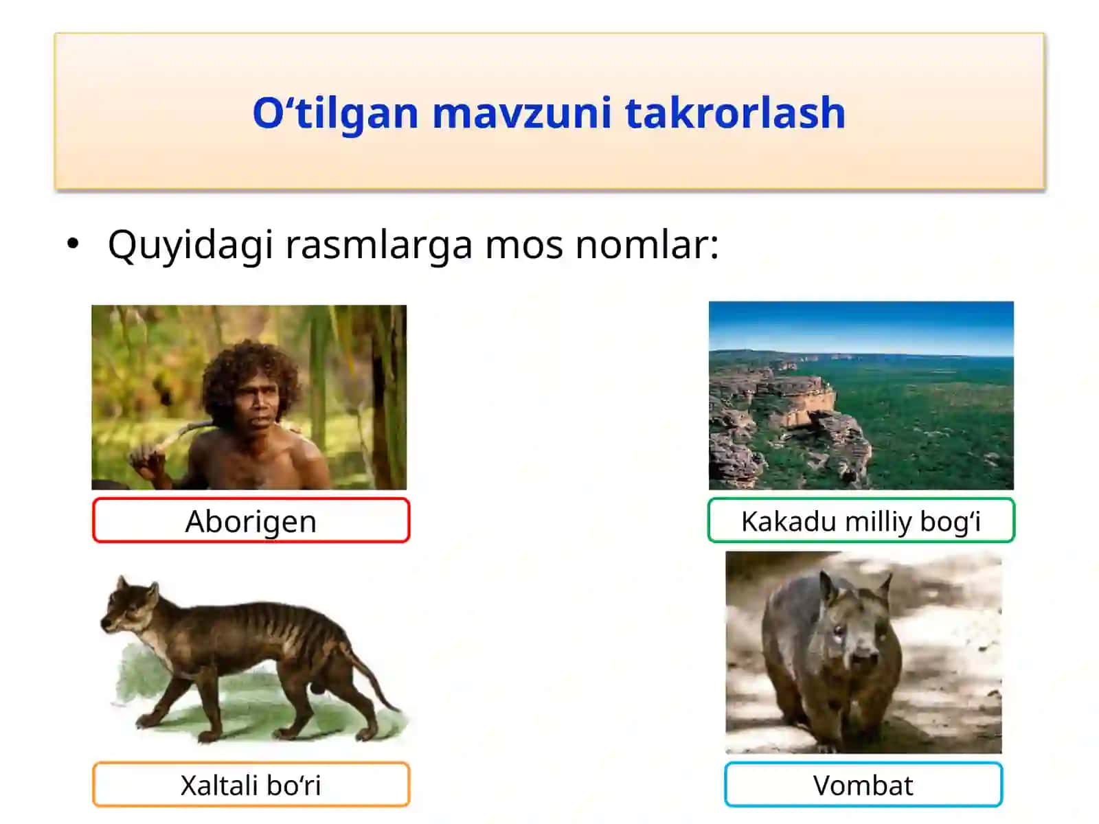 O‘tilgan mavzuni takrorlash 3