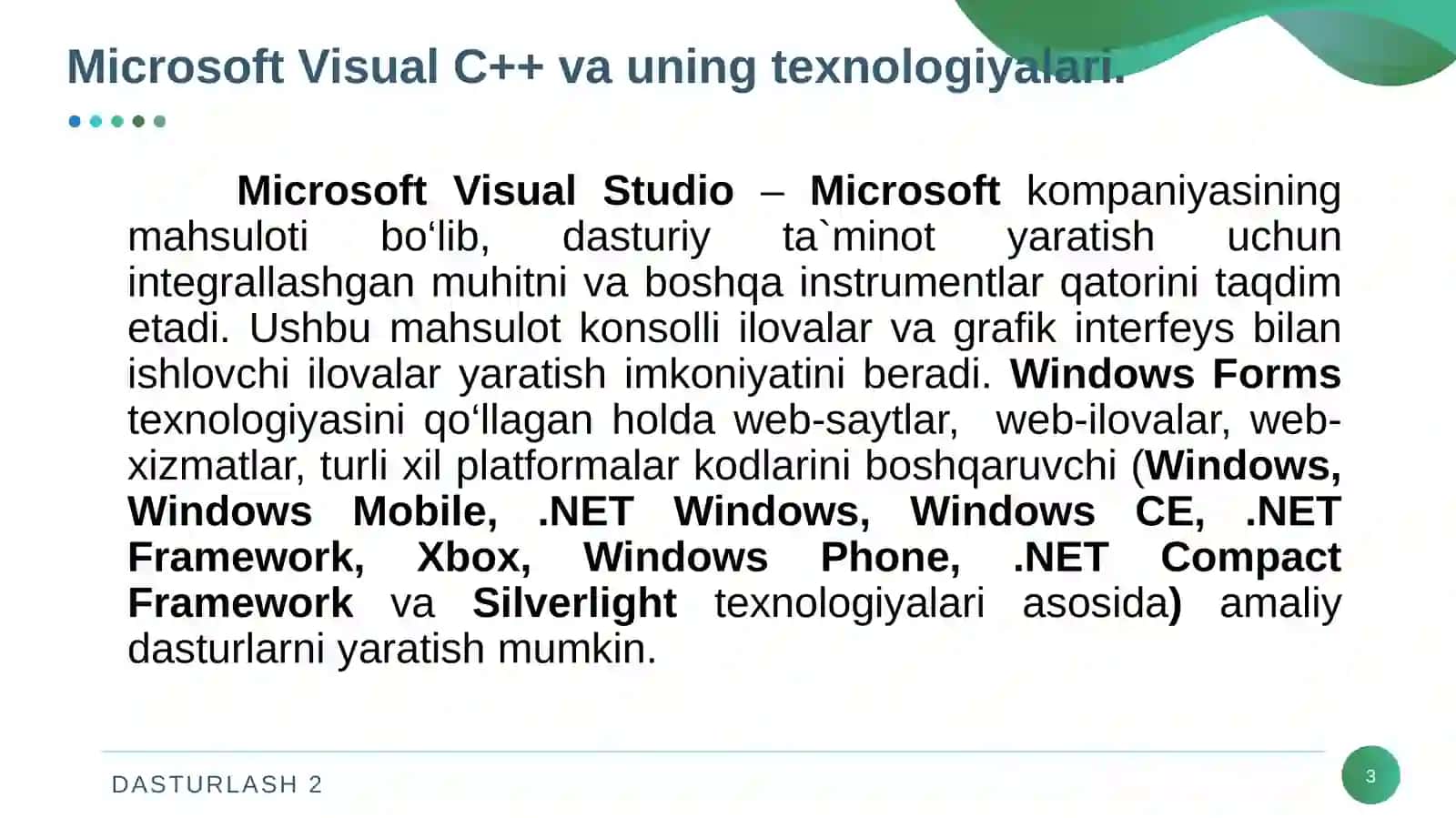 Visual C++ muhitida dasturlash. Visual C++ muhitida mеnyular va uskunalar panеli 3
