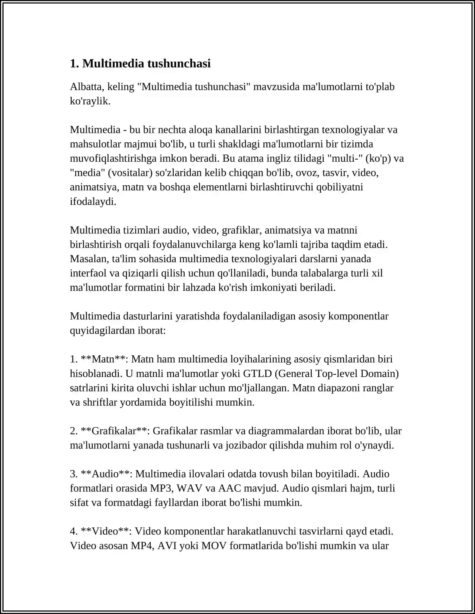 MULTIMEDIANING ASOSIY TUSHUNCHALARI 3