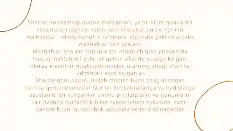 ISLOM DININING ASOSIY YO'NALISHLARI 3
