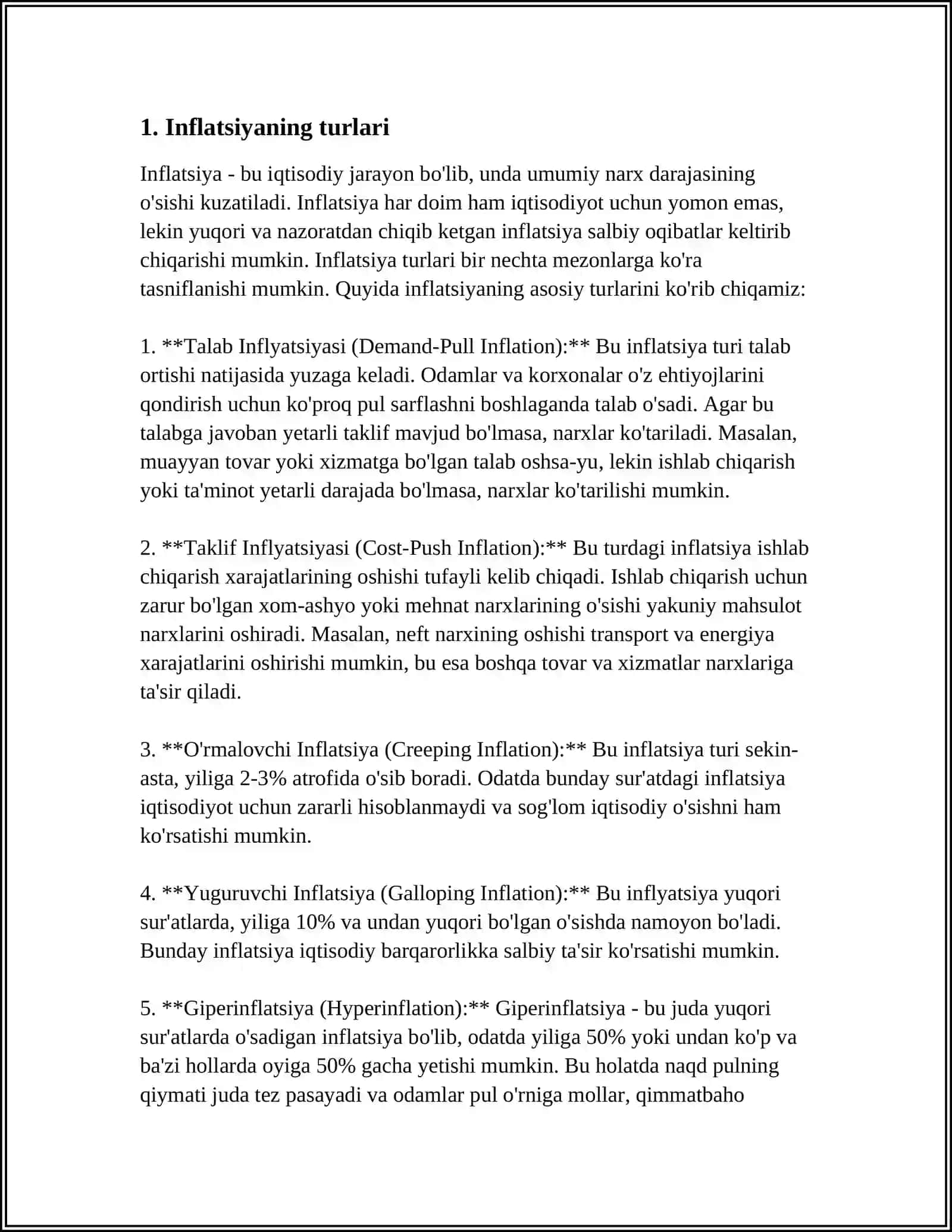 IQTISODIYOTDA INFILATSIYANING ORTISHI 3