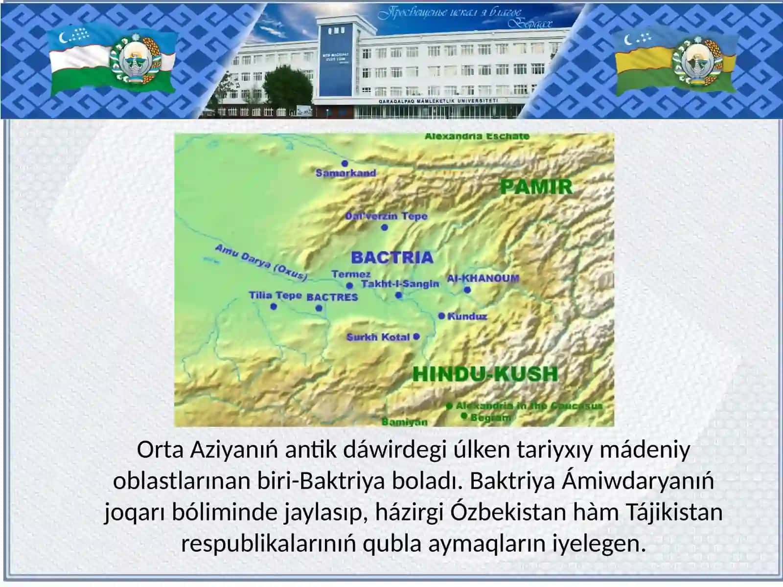 A’yyemgi diyxanshılıq oazisleri bazasında b.e.sh. VIII-V ás. áyyemgi Baktriya, Sogdiyana hám Áyyemgi Xorezm sıyaqlı mádeniy-xojalıqaymaqlardıń qáliplesiwi 3