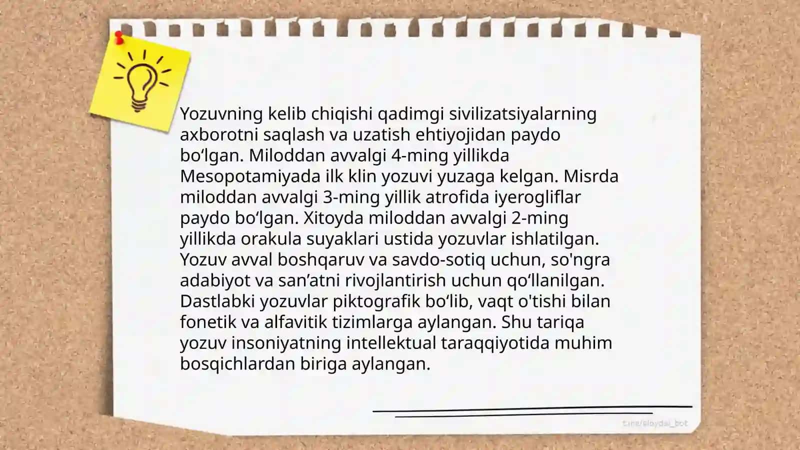 Yozuvning paydo bòlishi 3