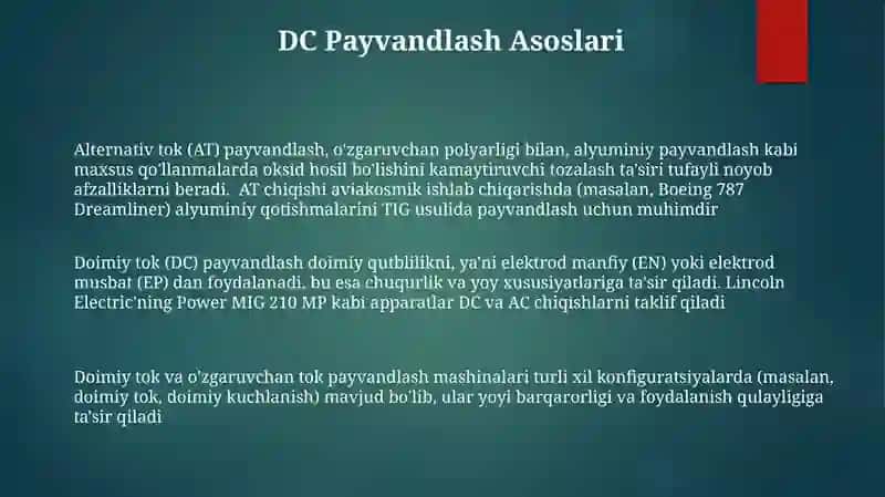 Alternativ tok (AT) payvandlash 3