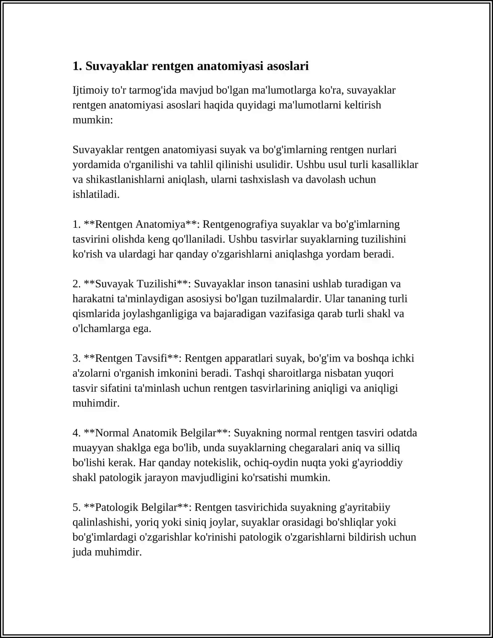 SKELET SUYAKLARINING RENTGENANATOMIYASI. SKELETNING RIVOJLANISH ANOMALIYALARI 3