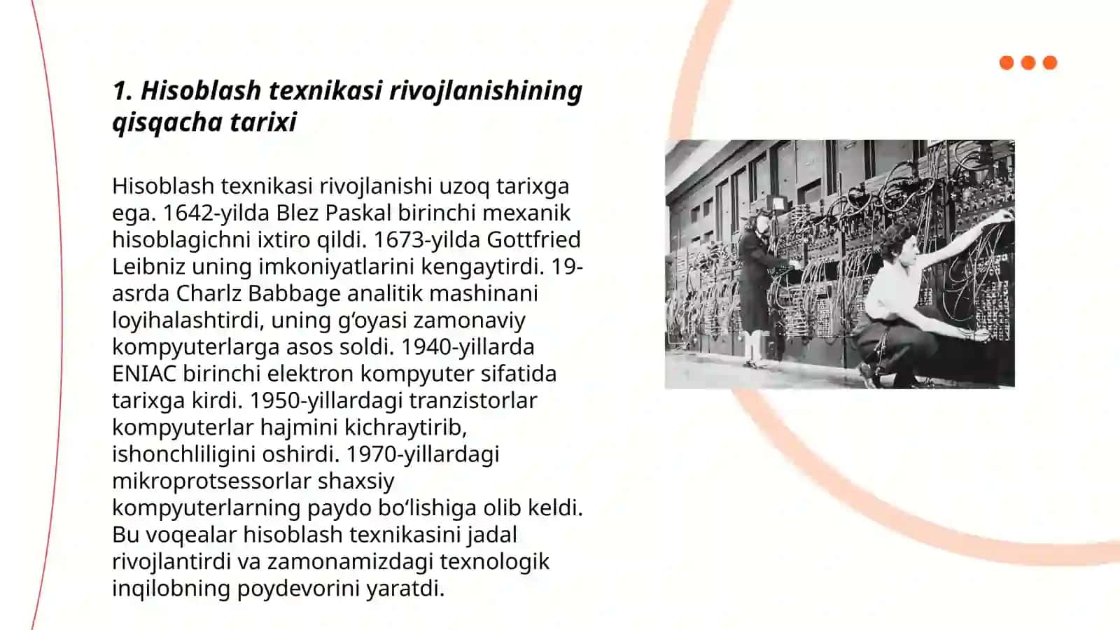 Hisoblash texnikasi rivojlanish tarixi va avlodlari 3