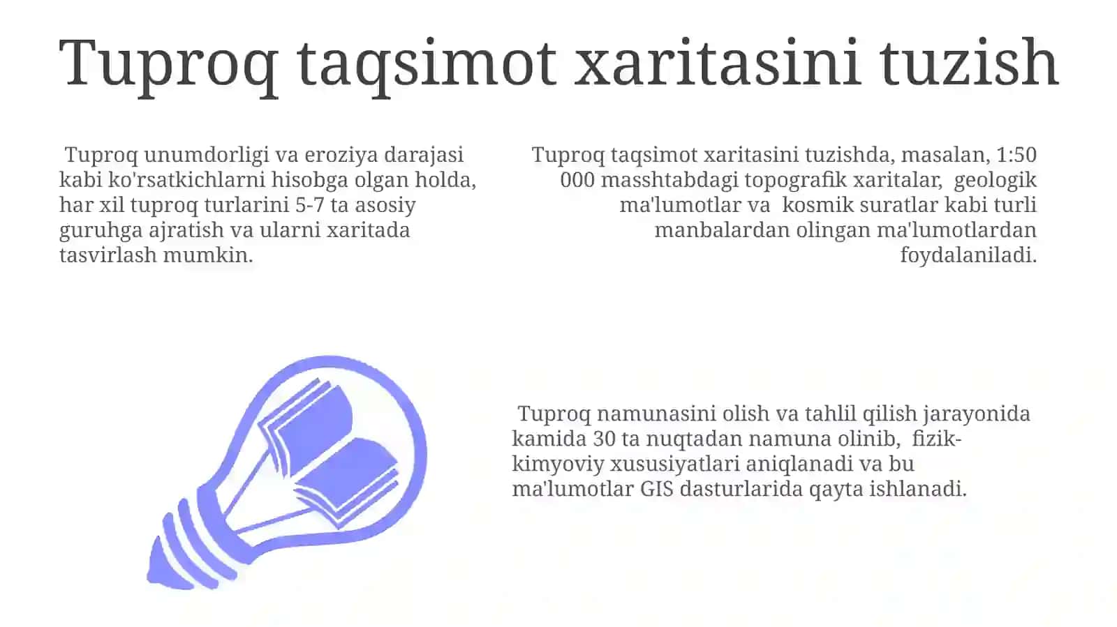 Tuproqlar tarqalishini xaritalashtirish tuproq bonitirovkasi yer kadastri va ularning ahamiyati 3