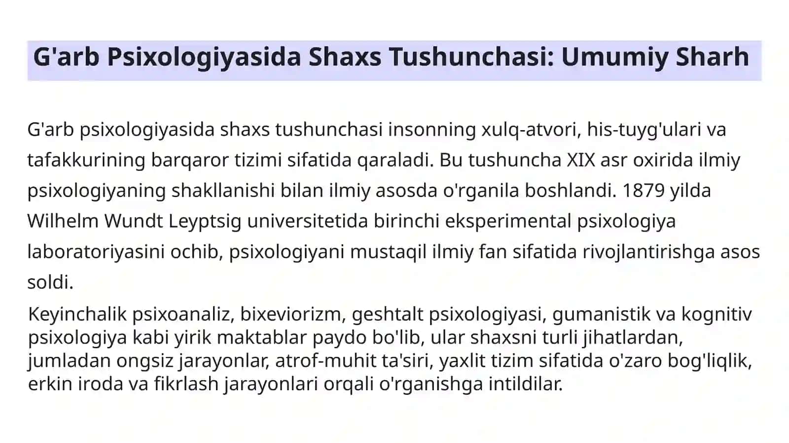 G'arb Psixologiya Maktablarida Shaxsni Tadqiq Etish 3