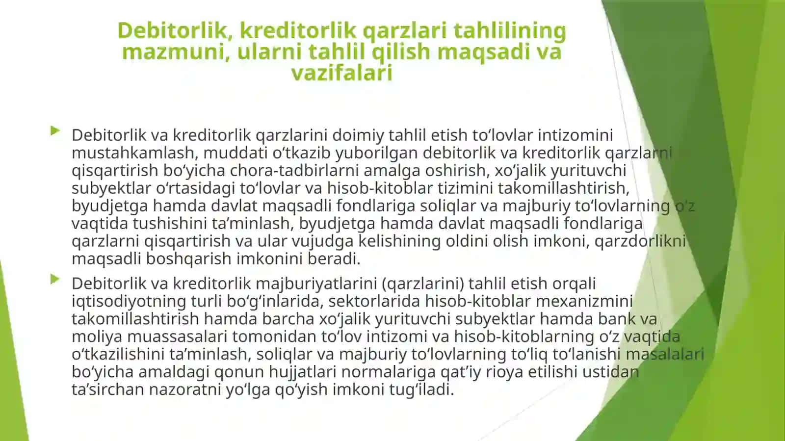 DEBITORLIK VA KREDITORLIK QARZLARI TAHLILI 3