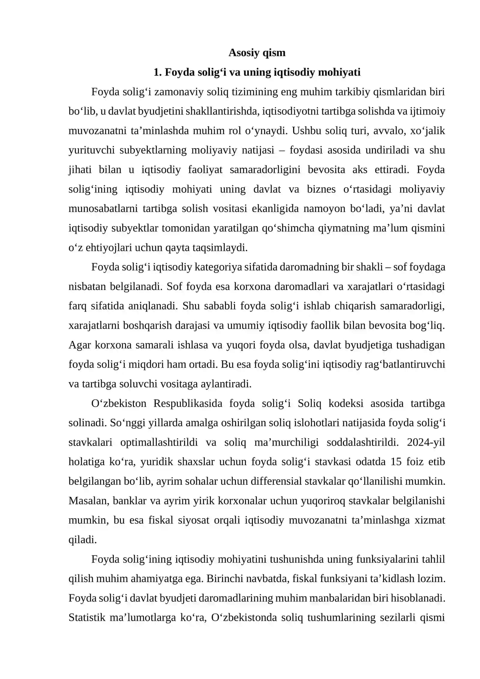 Yuridik shaxslardan olinadigan foyda soligʻi boʻyicha imtiyozlarni ishlab chiqarishni rivolantirishga boʻlgan ta’siri 3