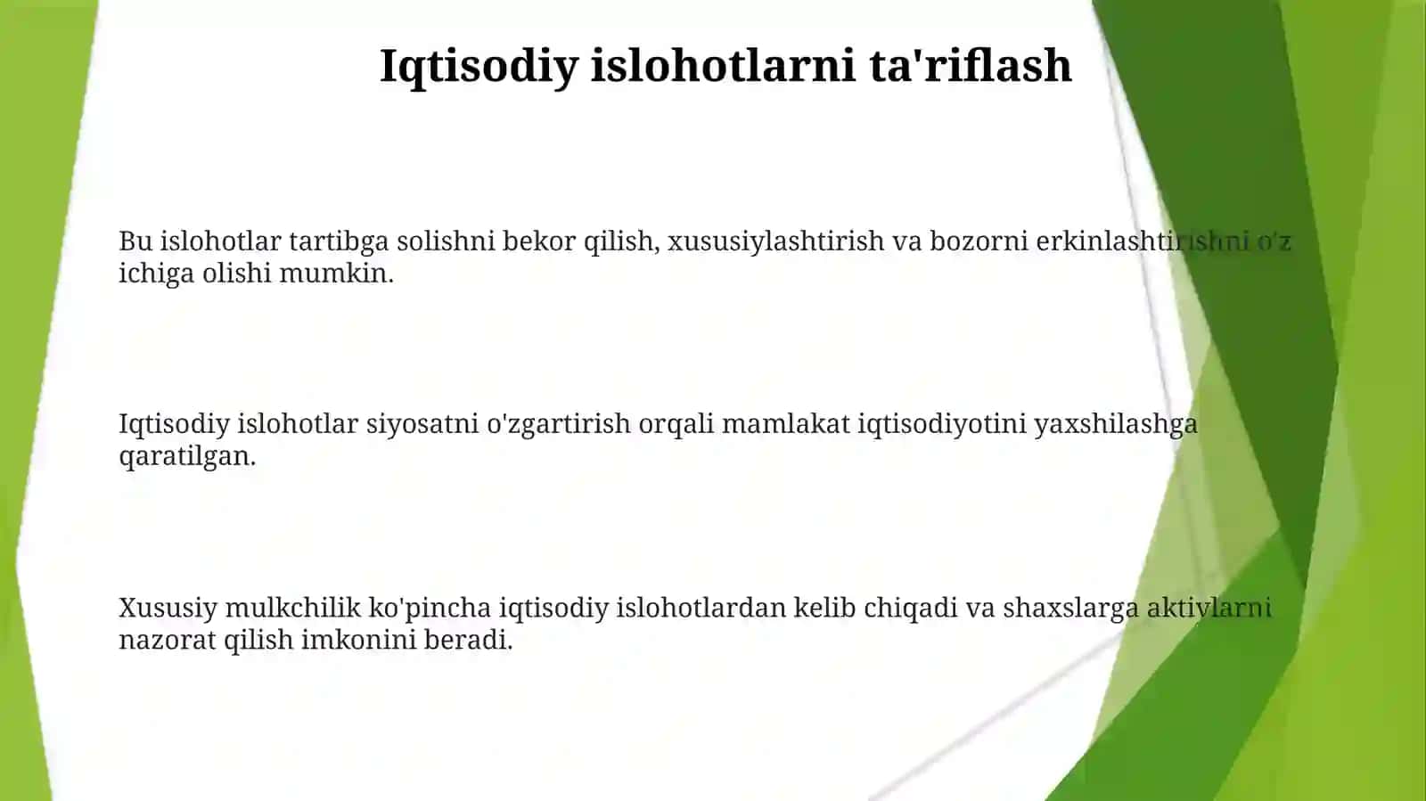 Iqtisodiy islohotlar xususiy mulkning shakllanishi 3