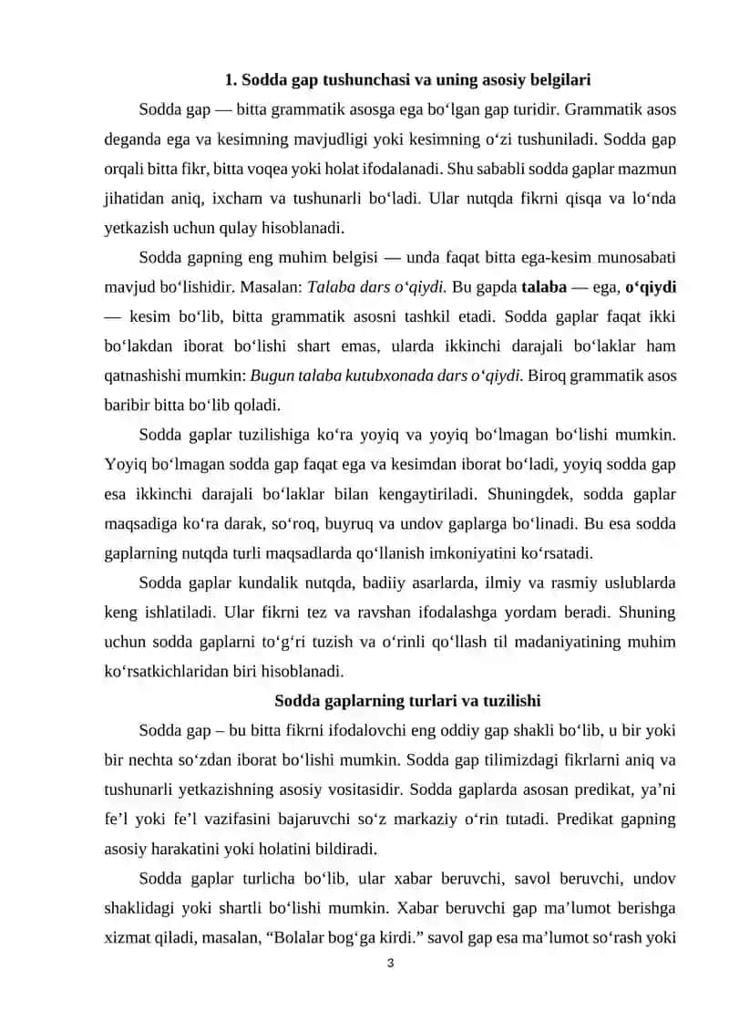 Sodda gaplar va qo‘shma gaplar 3