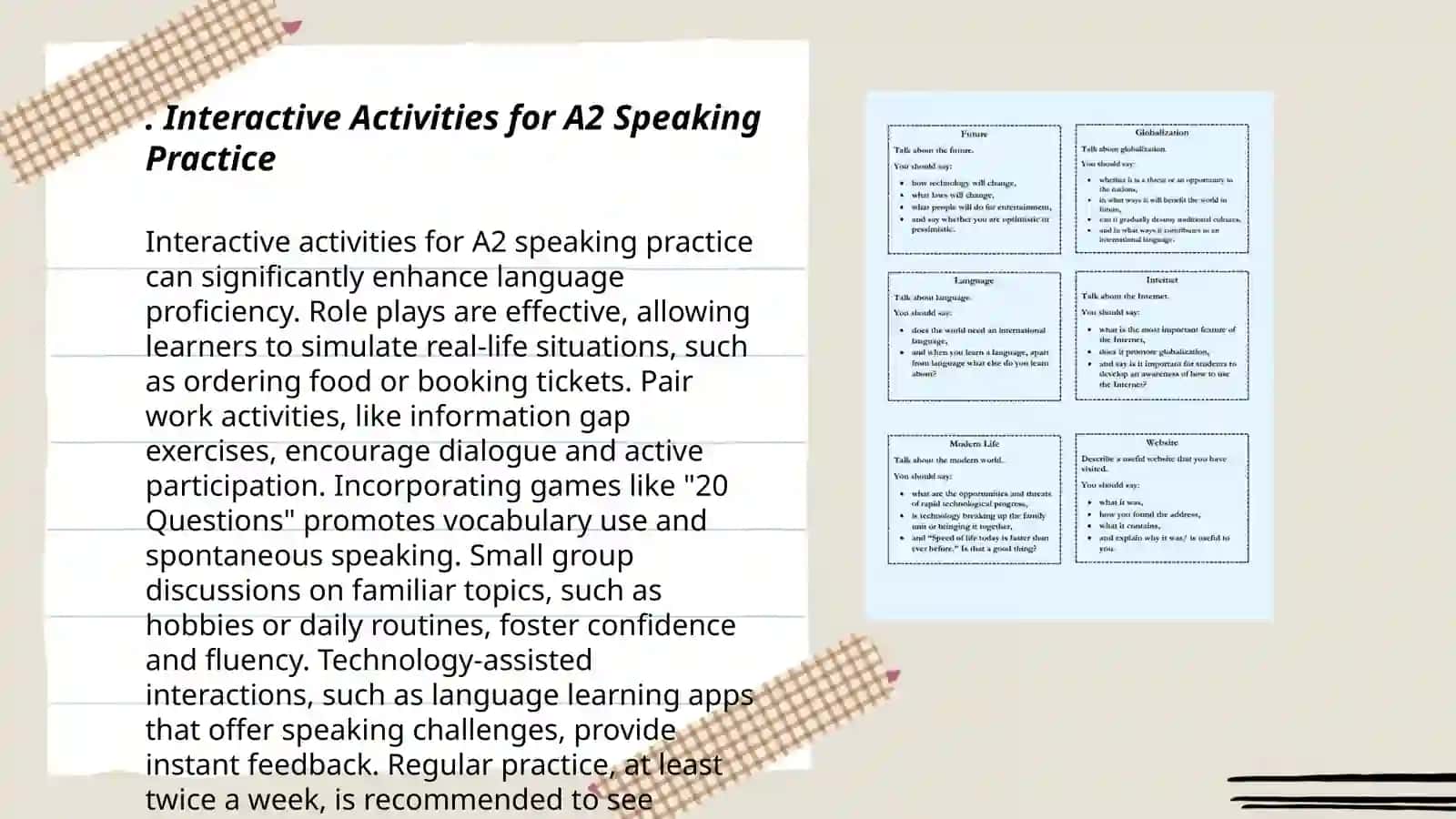 The Methods of Teaching Speaking to A2 Levels 3
