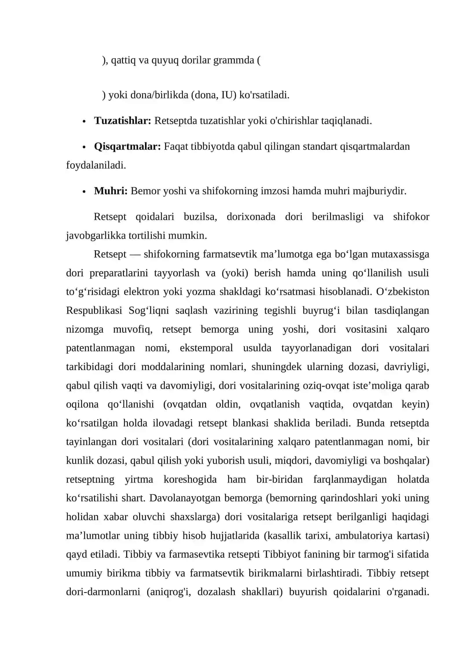 Retsept va uning tuzilishi yozilish qoidalari 3