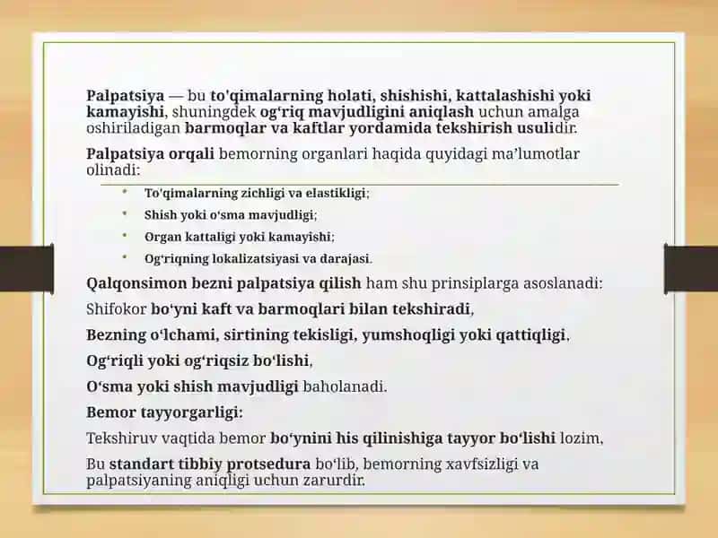 Amaliy ko’nikmalarni topshirish limfatik tugunlar va qalqansimon bez palpatsiyasi 3
