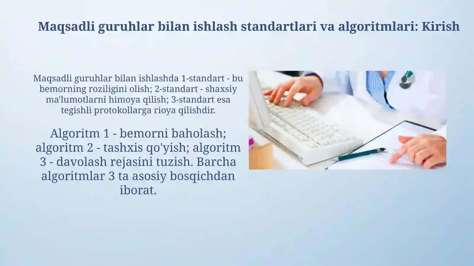 Tibbiyot xodimlarning maqsadli guruhlarda ish olib borish standartlari va algoritmlari 3