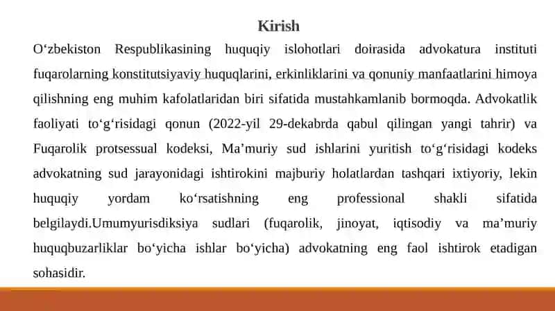 ADVOKATNING UMUMYURISDIKSIYA VA MA’MURIY SUDLARDAGI ISHTIROKI 3