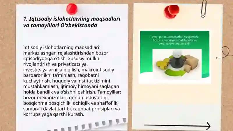 Iqtisodiy islohotlar va xususiy mulkchilik shakllanishi.O'zbekiston bozor munosabatlariga oʻtish. 3