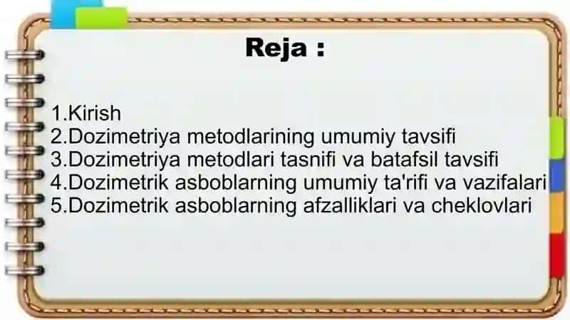 Dozimetrieya metodlari. Dozimetrik asboblar tasnifi 3