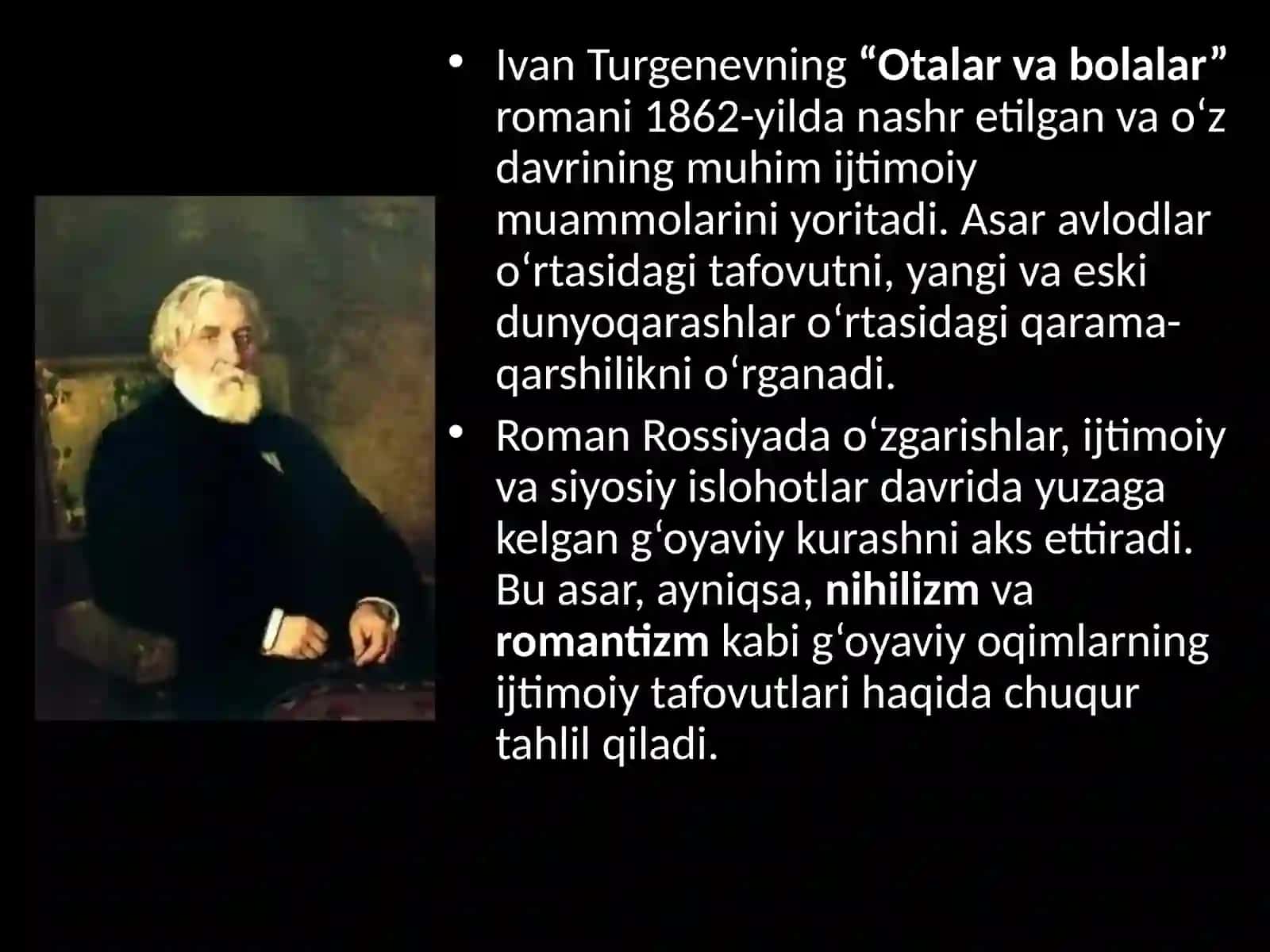 Turgenevning “Otalar va bolalar” romanida avlodlar o‘rtasida tafovut 3