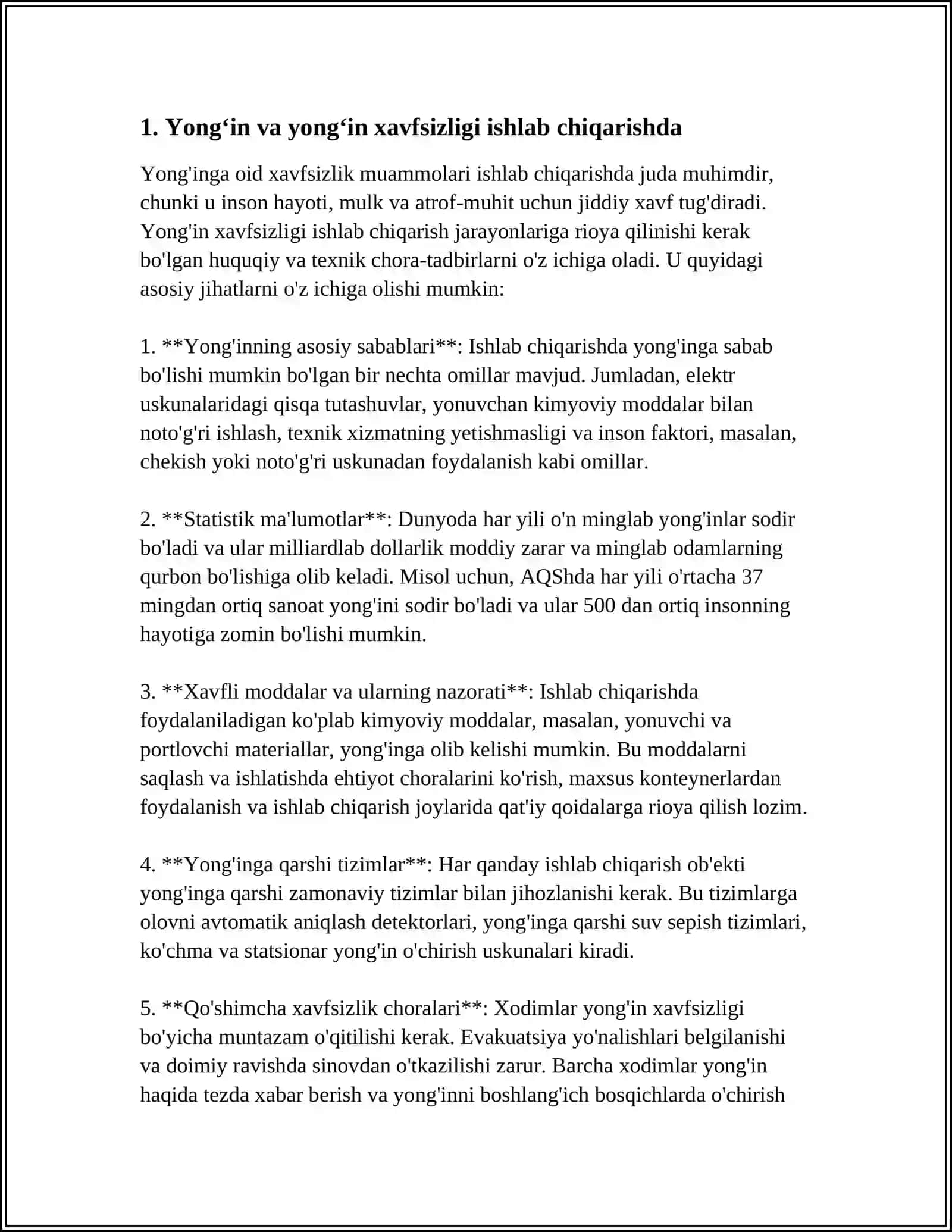 ISHLAB CHIQARUVDAGI XAVFLI HOLATLAR VA NOXUSH HODISALAR 3