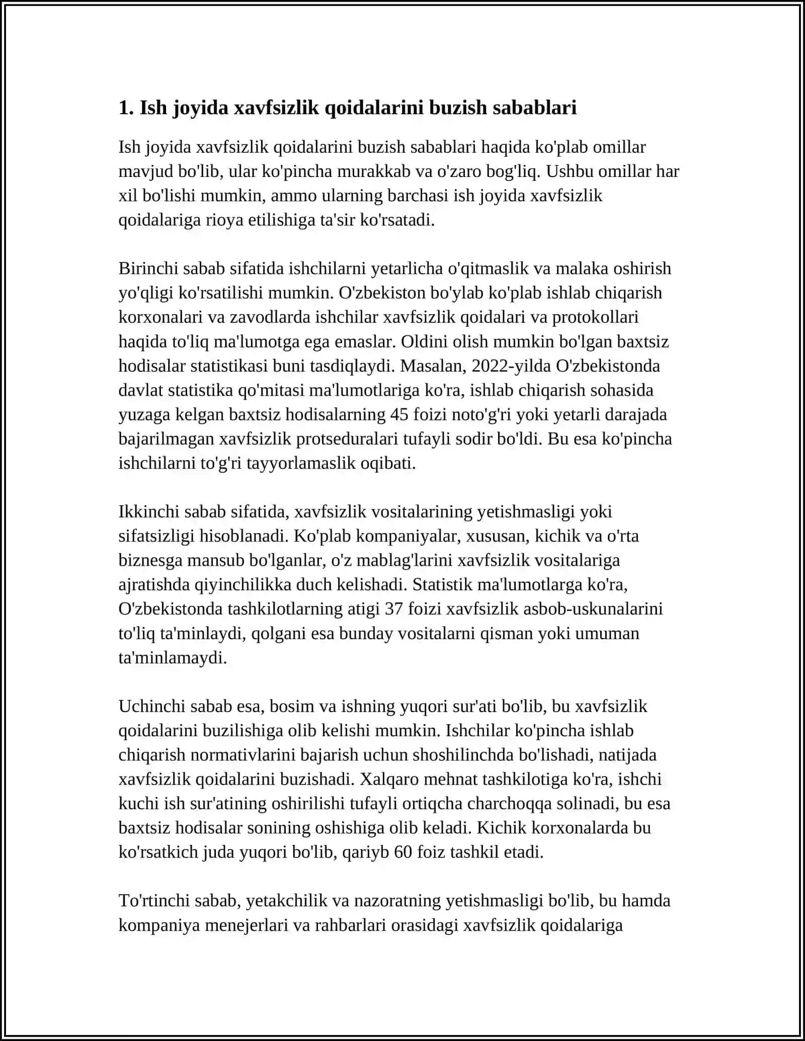 MEHNAT XAVFSIZLIGI QOIDALARI BUZILGANDA JAVOBGARLIK TURLARI 3