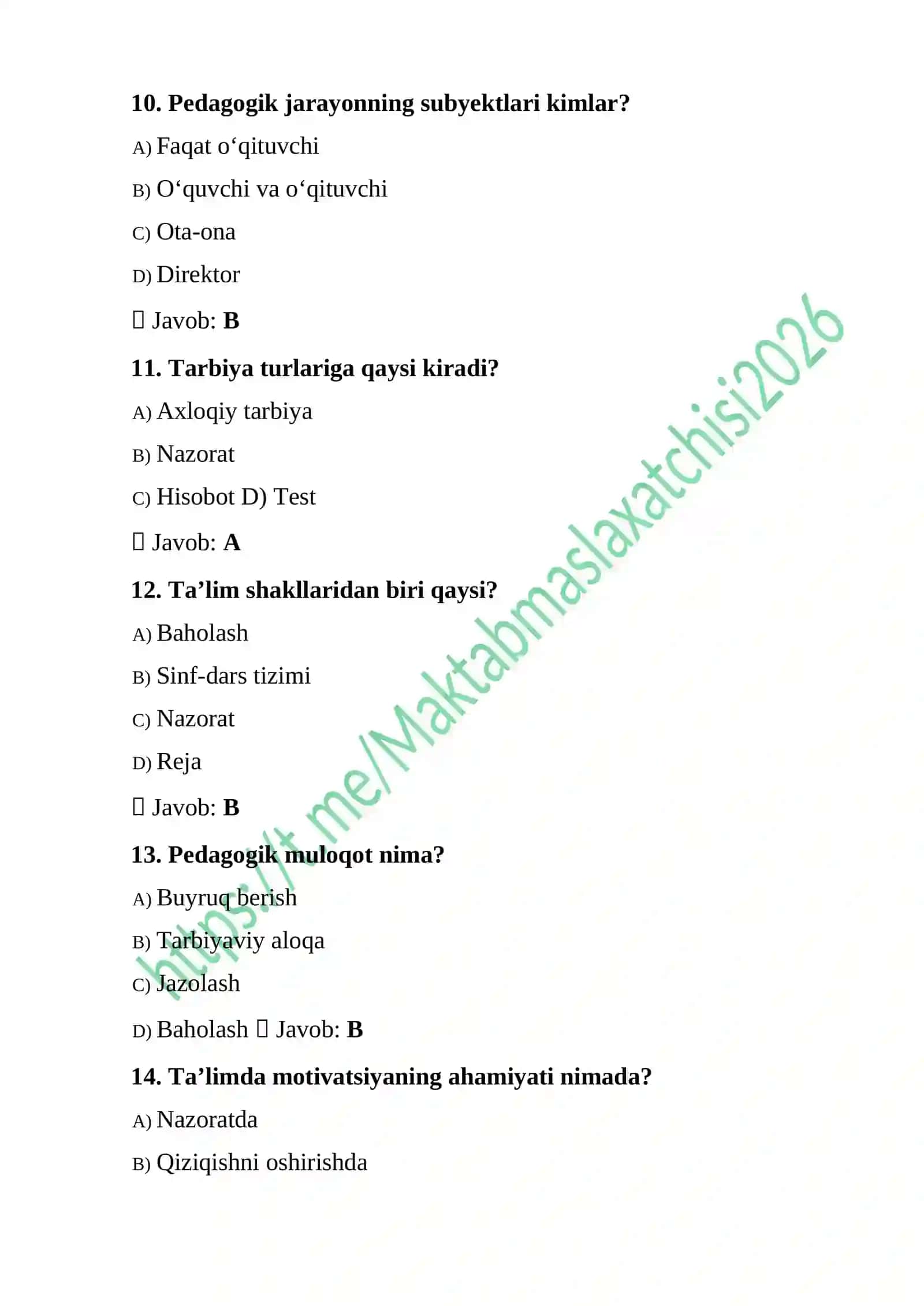 Maktab Maslahatchisi 300 ta test savol javoblari bilan 3