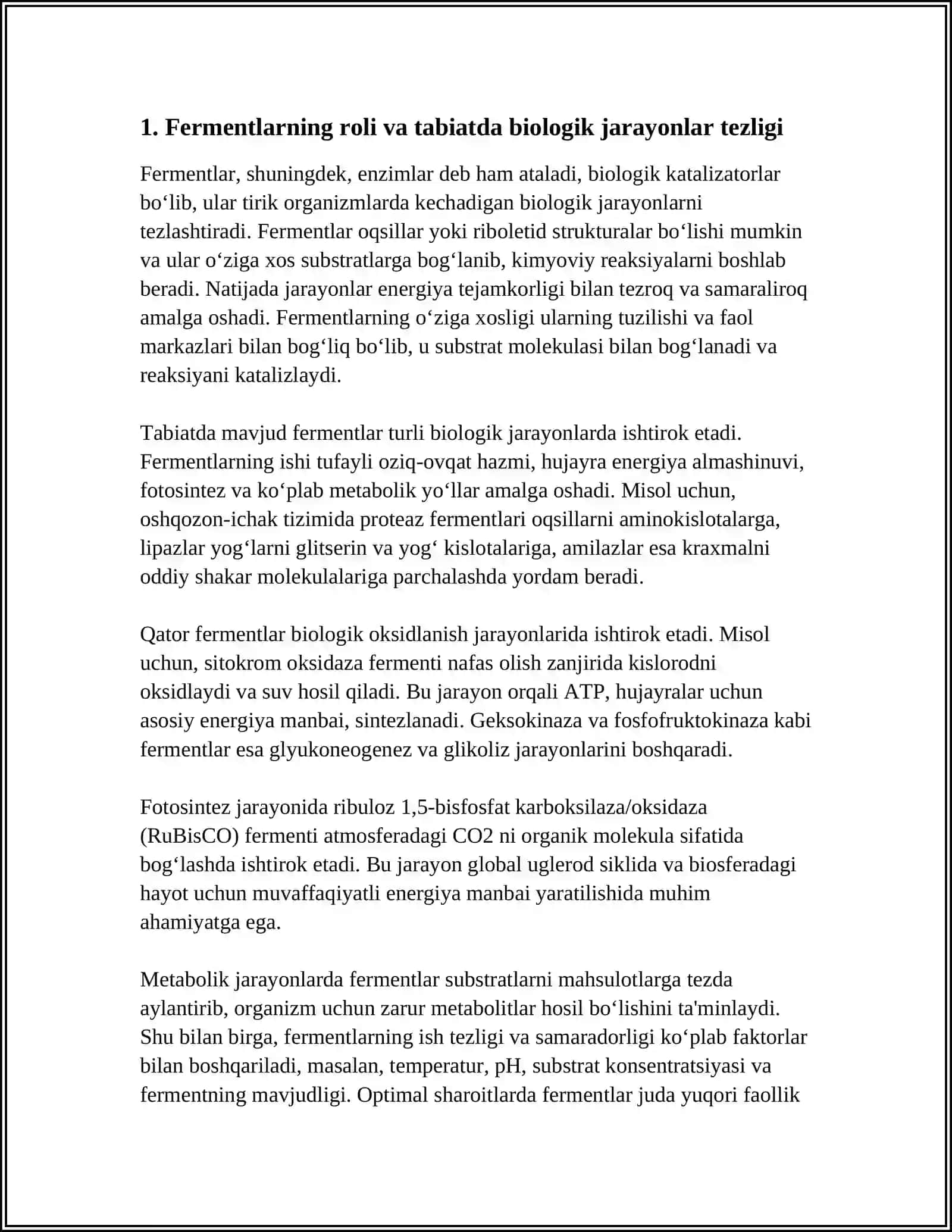 K8MYOVIY VA BIOKIMYOVIY JARAYONLAR TEZLIGI VA ULARGA TASIR ETUVCHI FAKTORLAR 3