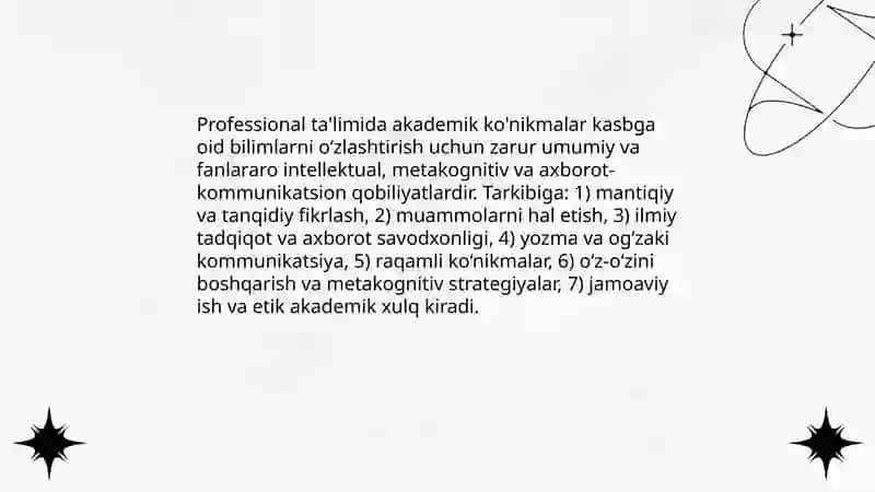 Professional ta'limda akademik ko'nikmalarning o'rni 3