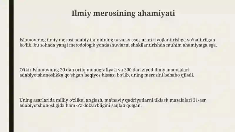 Akademik Oʻtkir Islomovning ilmiy faoliyati 3