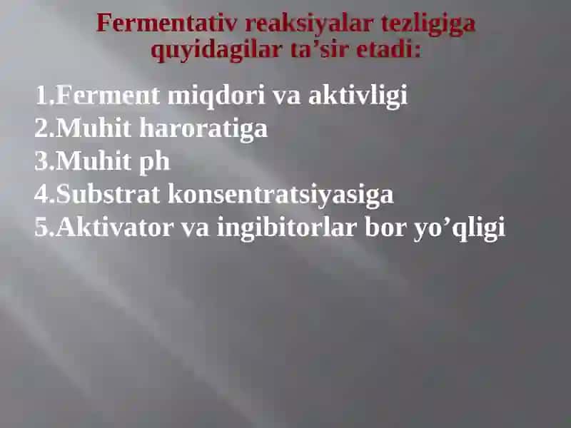 Fermentlarni anorganik katalizatorlardan farqlari 3