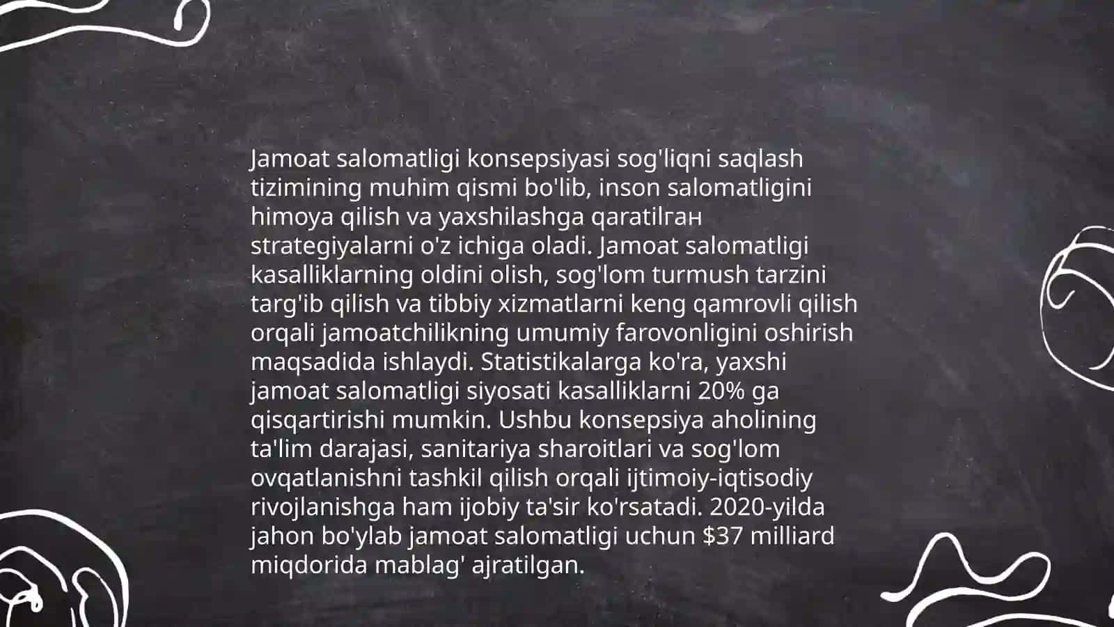 Jamoat salomatligi va sogʻliqni saqlashni tashkil etish fanini oʻrni asosi kompanentlari tibbiyot ststistika uning sogʻliqni saqlashdagi axamyati 3