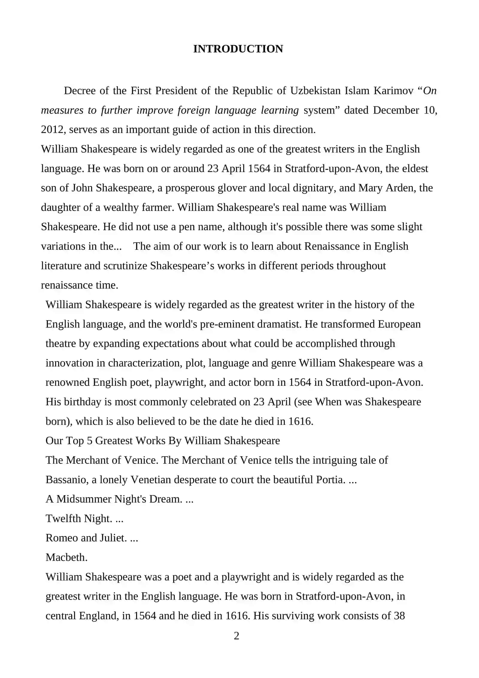 WILLIAM SHAKESPEARE IS THE KING OF ENGLISH LITERATURE 3