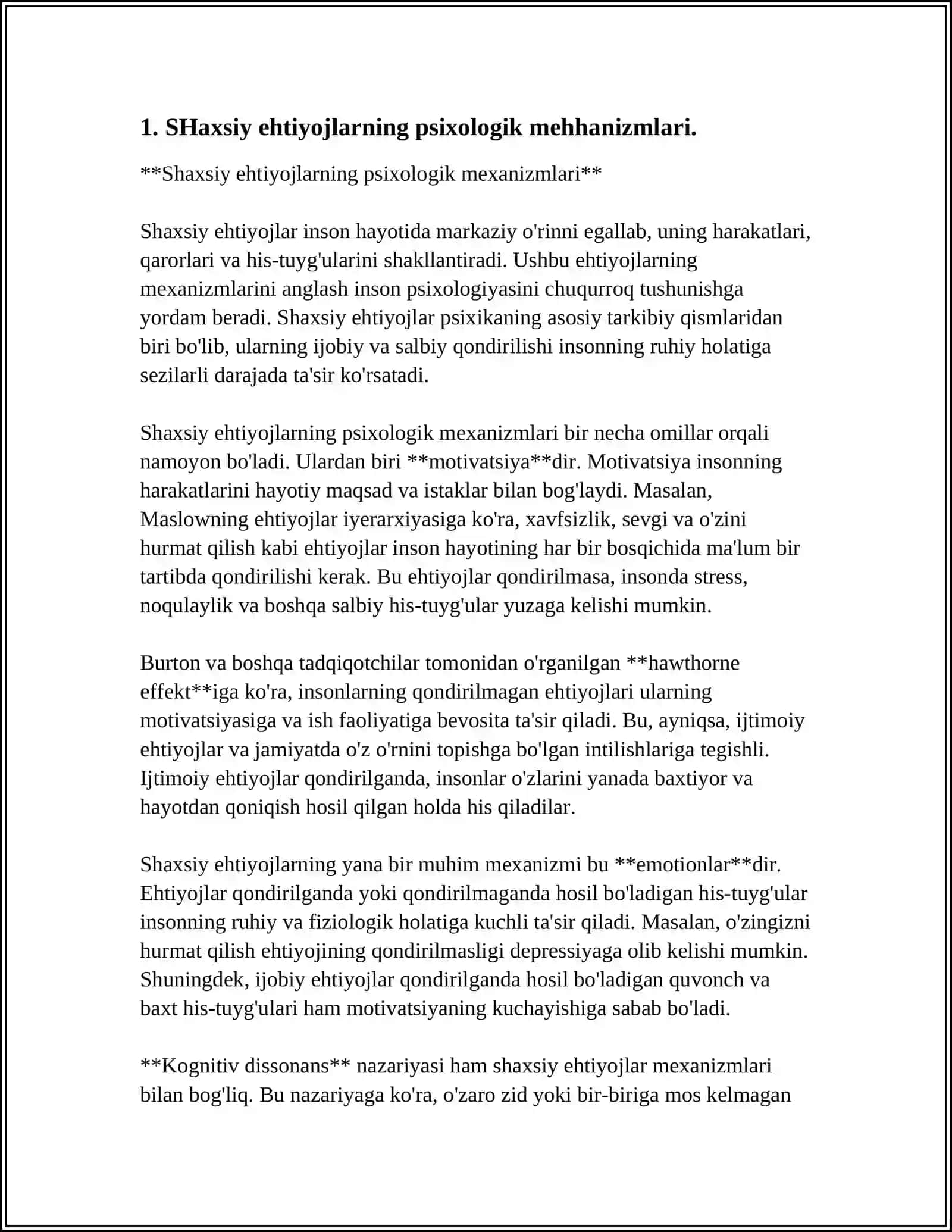 SHAXS FAOLIYATIDAGI EHTIYOJLAR, MOTIVLAR VA QIZIQISHLAR 3