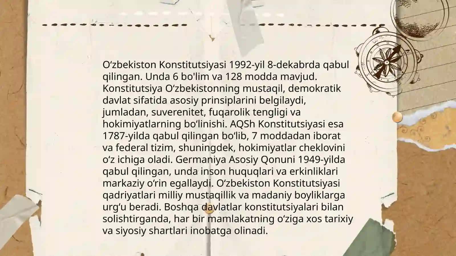 O‘zbekiston respublikasi kansitustsiyasini boshqa davlat kansitutsiyalari bilan qiyosiy tahlil qilish 3