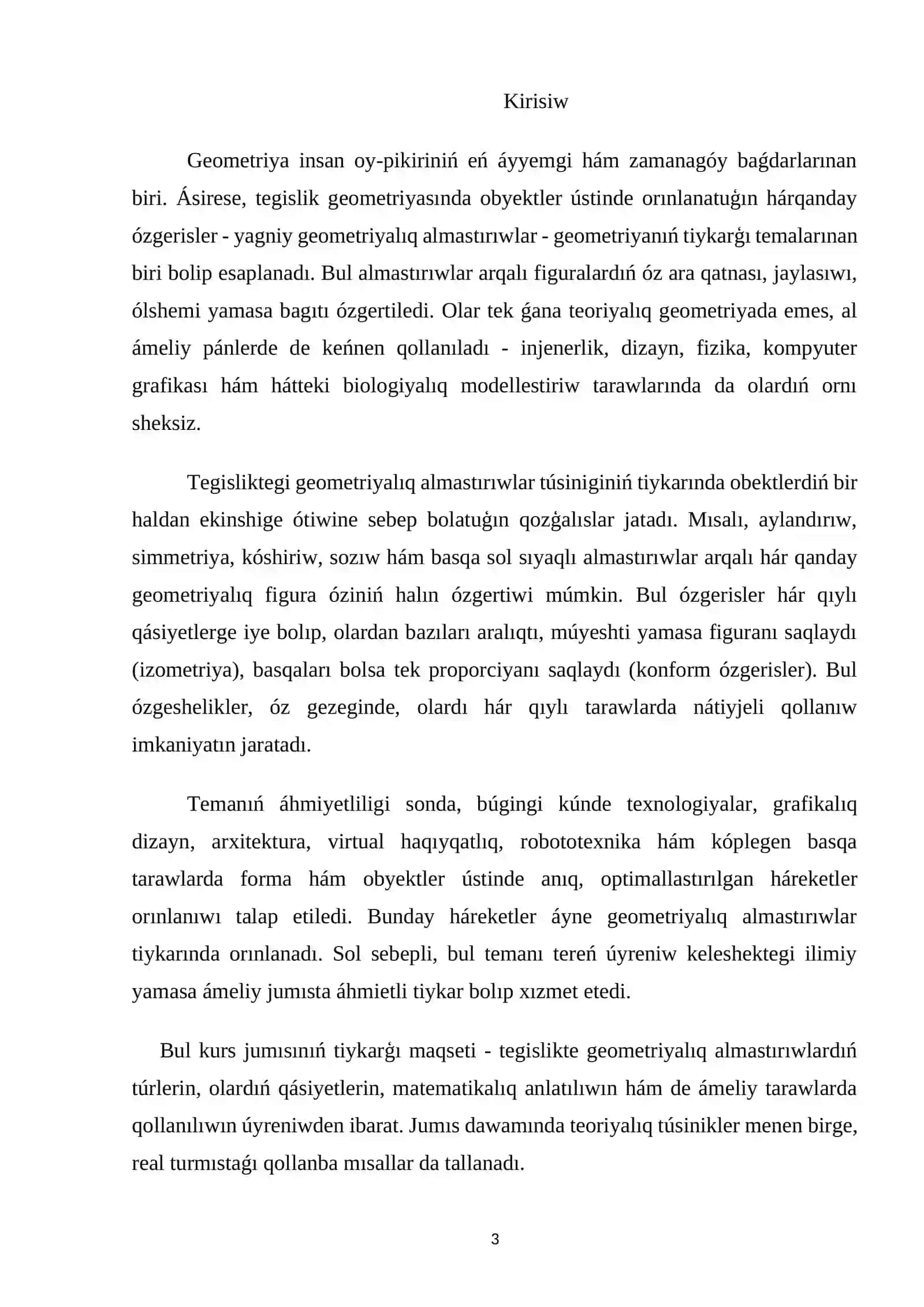 Geometriya matematika kursi 3