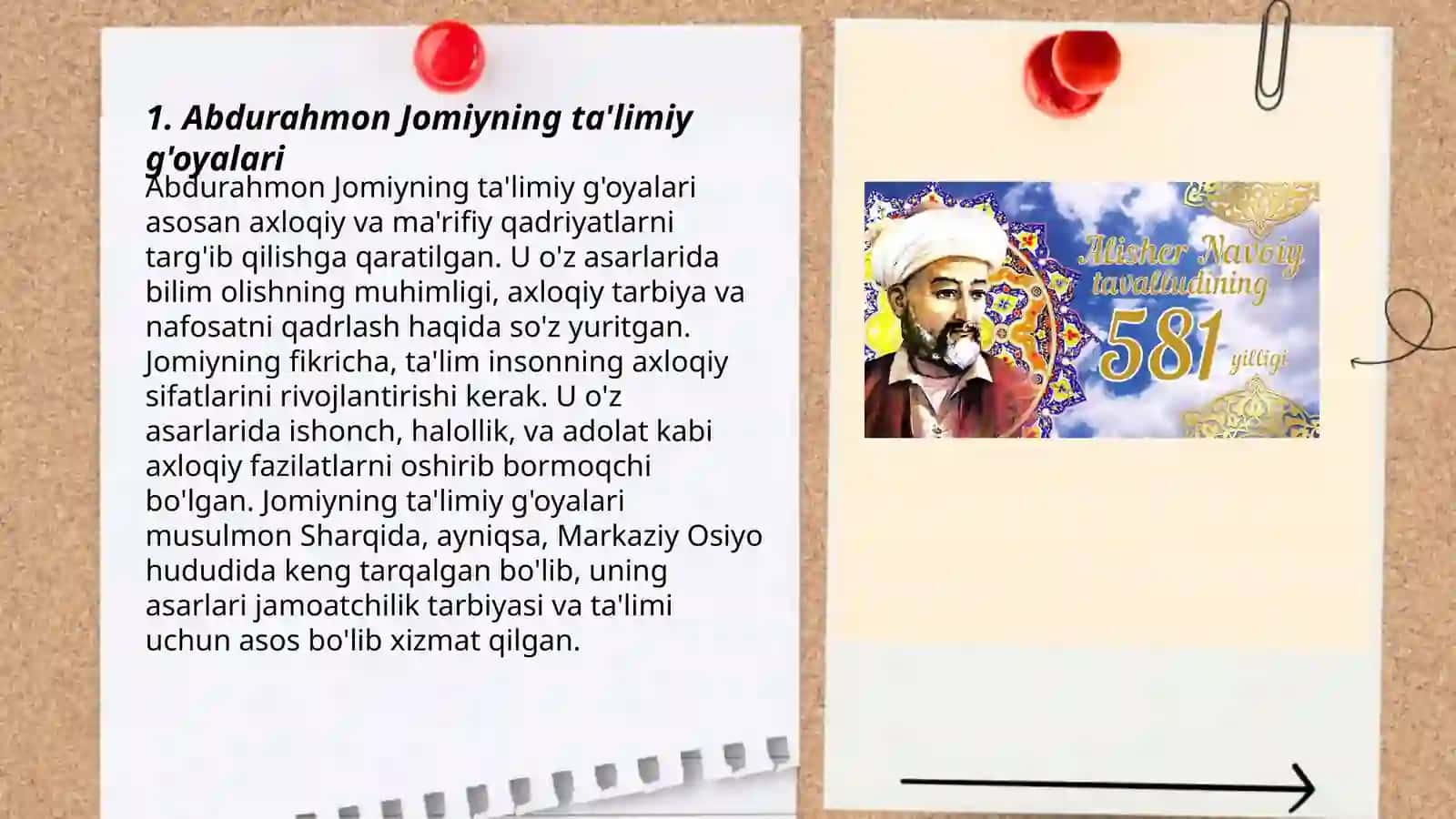 Abdurahmon Jomiyning ta'limiy axloqiy qarashlari Alisher Navoiy 3