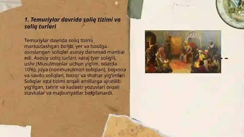 Temuriylar davridagi iqtisodiy g'oyalar va iqtisodiy siyosat 3