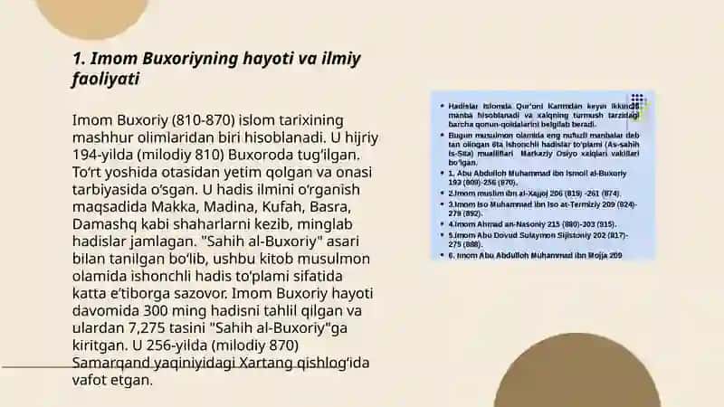 Imom Buxoriy va Imom Termiziyning hadis ilmiga qo'shgan hissalarini qiyosiy tahlili 3
