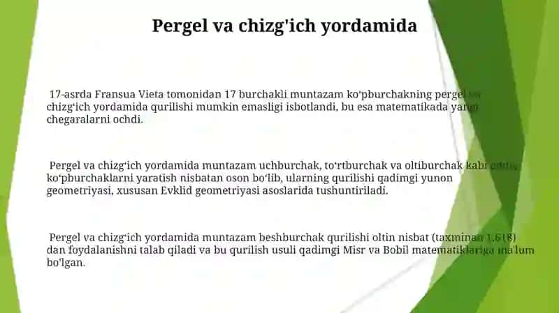 Muntazam ko‘pburchaklar yasash usullari 3