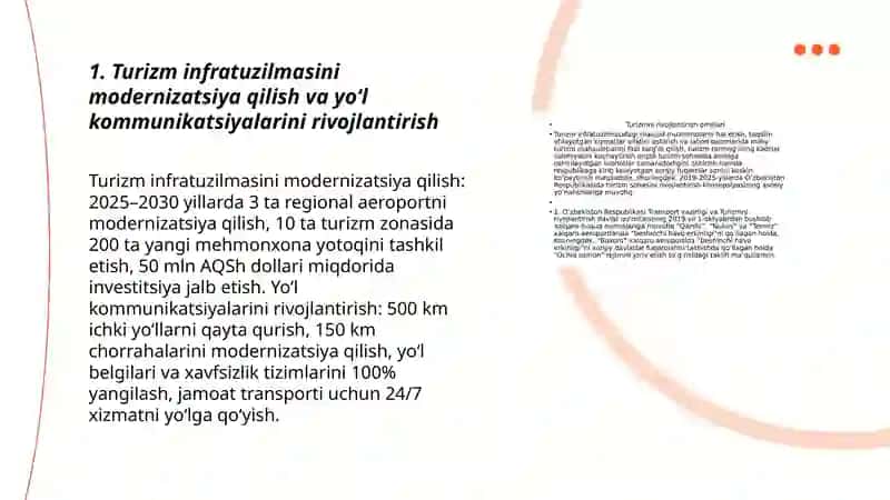 Turizmni rivojlantirish boʻyicha ishlab chiqilgan takliflar 3